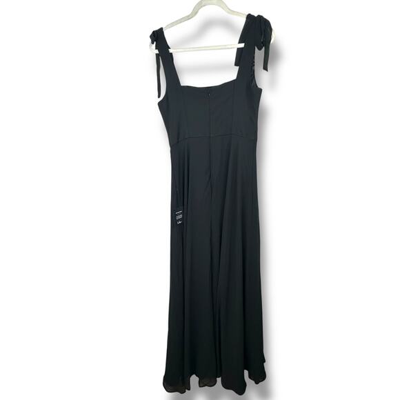 Lulus NWT Love Me Forever Black Tie-Strap Square Neck Maxi Dress Medium - Picture 7 of 10